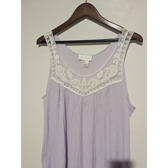 Soft Surroundings S/Less Nightgown Lounge Dress Cotton Voile 1X Light Purple - Picture 3 of 5